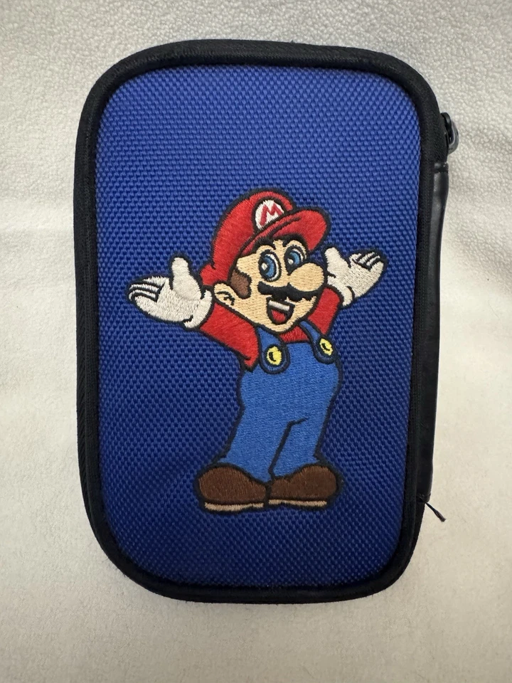 Nintendo 3DS Super Mario Mario Bros Game Storage Carrying Case Blue Zip Around - Image 2 of 4