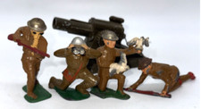 Vtg Mixed Lot Barclay Lead Toy Soldiers Cannon Gas Mask Birds Spotter Military