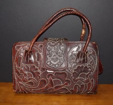 VTG Hand-Tooled Handcrafted Mexican Leather Handbag ARAGON, S.A. AS IS