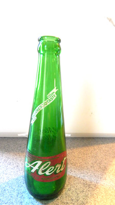 Alert 6 Ounce Green Tapered Lithia Soda Bottle - Iron Mountain, Mich. Mi.
