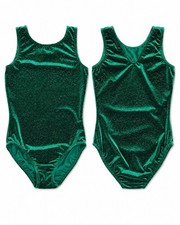 Danskin Platinum Girls L 12-14 Green Velvet Sparkle Gymnastics Leotard Dance