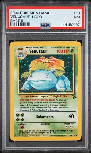2000 POKEMON BASE SET 2 #18 VENUSAUR-HOLO PSA 7