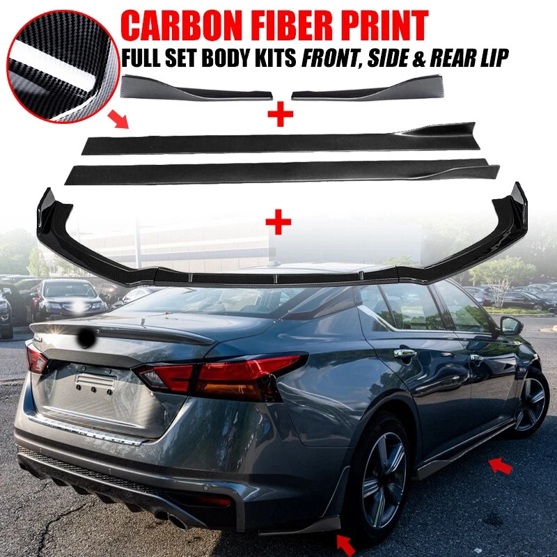 PARA NISSAN ALTIMA 2019-2022 LABIO DELANTERO + FALDÓN LATERAL + DIVISOR TRASERO ASPECTO CARBONO Foto 2 de 4