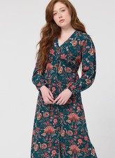 Joanie Sandra Jacobean Floral Print Long Sleeve Midi Dress size 26 uk BRAND NEW