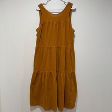 Everlane The Weekend Tiered Midi Dress Large L Mustard Flowy Casual Everyday