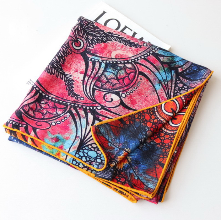 70% Cashmere 30% Silk Bandana 135X135cm Wrap Double Face Scarf feather Print new