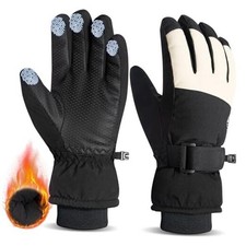 Kids Ski Snow Gloves Waterproof, Kids Winter Gloves for Boys Medium Black