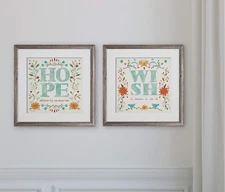 Wexford Home Garden Sketch Hope -2 Piece Set Art Print, 16X16, Silver