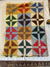 Quilt Vtg Hand  Machine Stitched Patchwork Squares  65x86