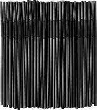 400 Black Flexible Plastic Straws - 13" Disposable Bendy Party Fancy Drinking St