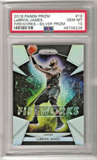 LEBRON JAMES 2018-19 Panini Prizm SILVER PRIZM Fireworks Insert PSA 10 GEM MINT