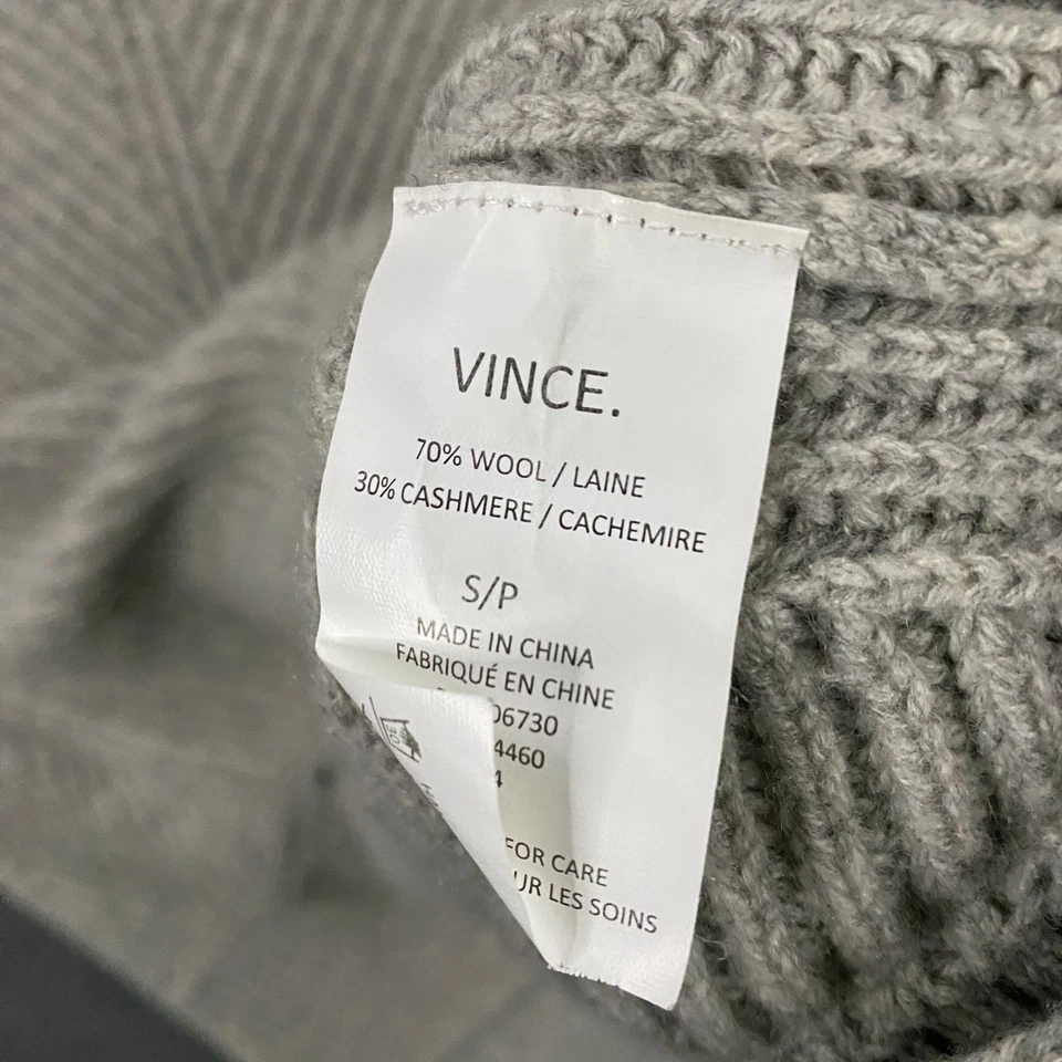 Suéter Vince Mujer Pequeño Lana Cachemira Grueso Tejido Cuello Simulado Pullover Gris Foto 4 de 4