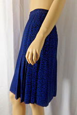 CARLISLE pleated Skirt 2 blue black dots Vintage  NWT 100% Silk