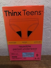 Thinx Teens Reusable Period Underwear Panties Blue/Pink Super Absorption Small