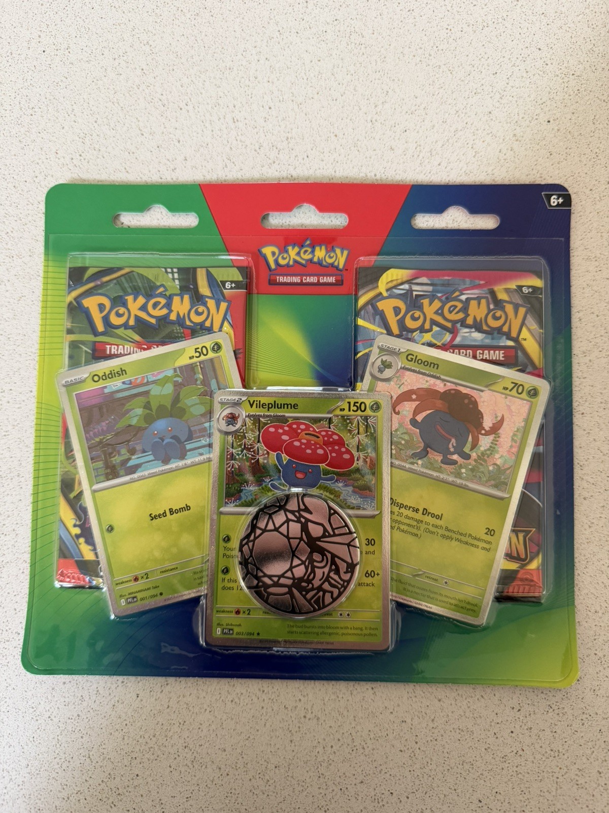 Pokémon TCG: Oddish, Gloom & Vileplume Cards with 2 Booster Packs & Coin foto 4