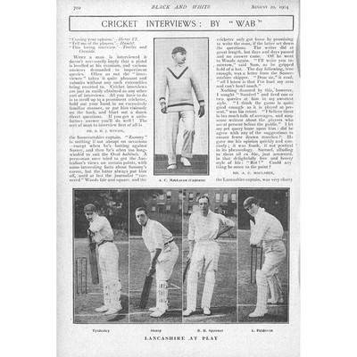 CRICKET Players of Lancashire CCC 2x Antique Prints 1904