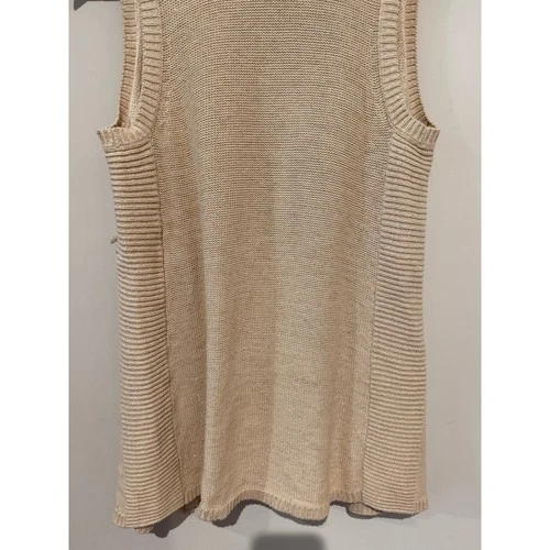 Lilly Pulitzer Tan Tassel Fringe Metallic Shimmer Cardigan Vest XS Layering Boho image 4