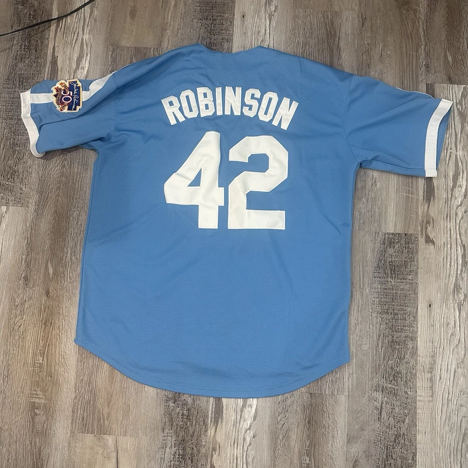 Brooklyn Dodgers Jackie Robinson 42 Majestic Cooperstown XL Jersey 50th 1997 - Image 2 of 4
