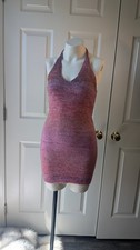 Sans Souci Mini Sweater Halter Dress Ombre blue pink knit Size S