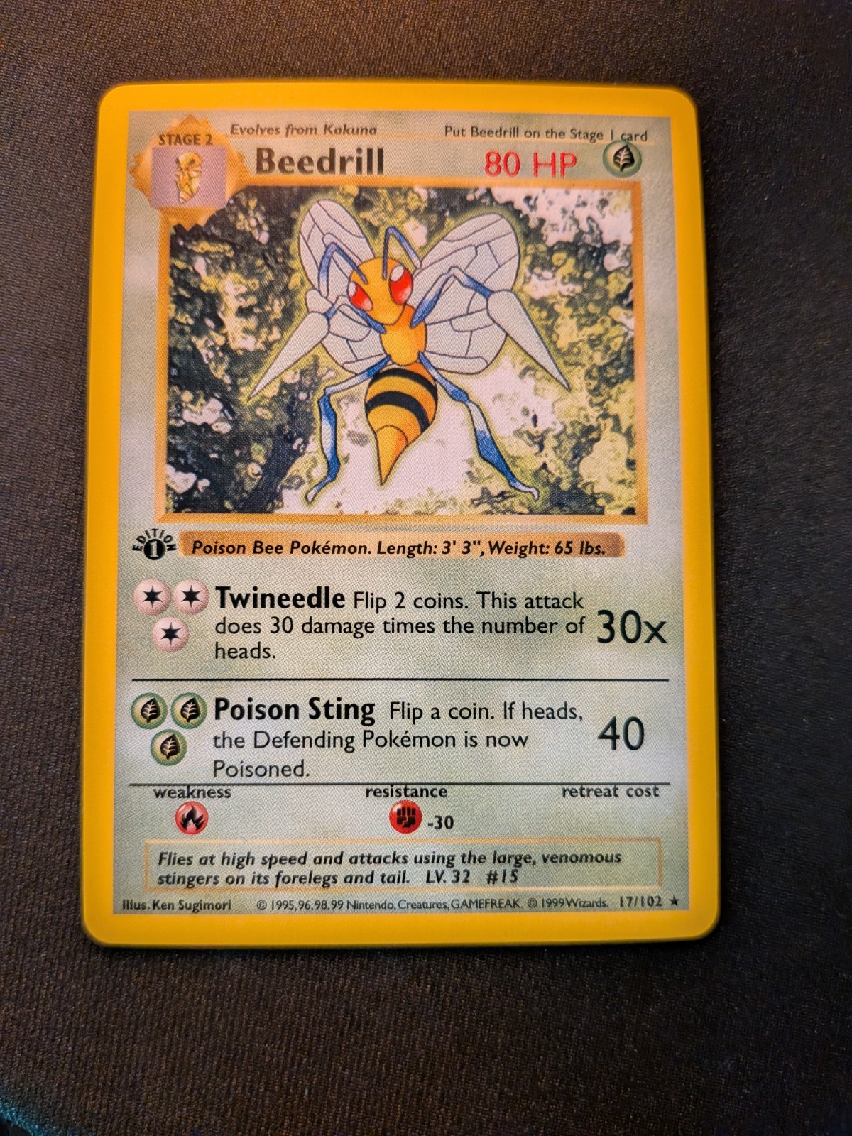 NM Beedrill 17/102 *1ST EDITION* Shadowless Base Set near mint Vintage (1999)