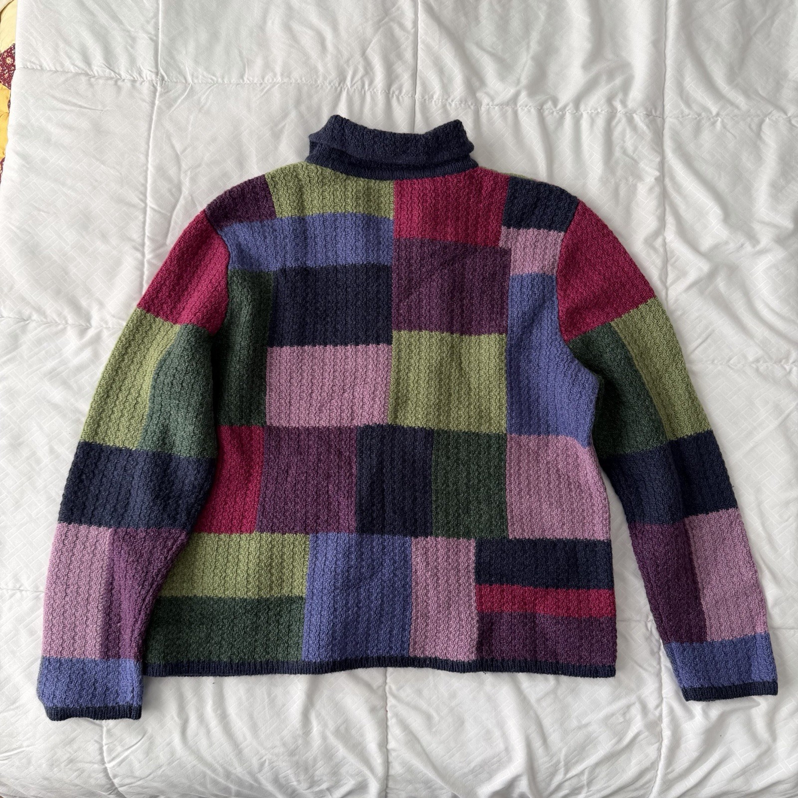 Talbots 100% Wool Patchwork Zip Jacket L Multicol… - image 5