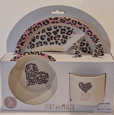 Zoey  Miles Baby Dinner Set Plate Cup Bowl Organic Bamboo Toddler Eco Friendly