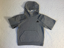 Adidas Kids Gray Pullover Hoodie Kangaroo Pocket Long Sleeve Unisex Size S