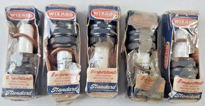 5 Vintage Wizard Standard 76 Spark Plugs USA
