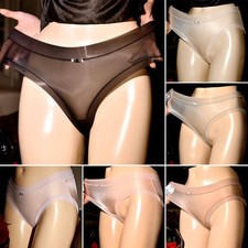 6 Pack Womens Oil Glossy Sexy Panties Ultra Sheer Shiny Briefs Lingerie Lot of 6