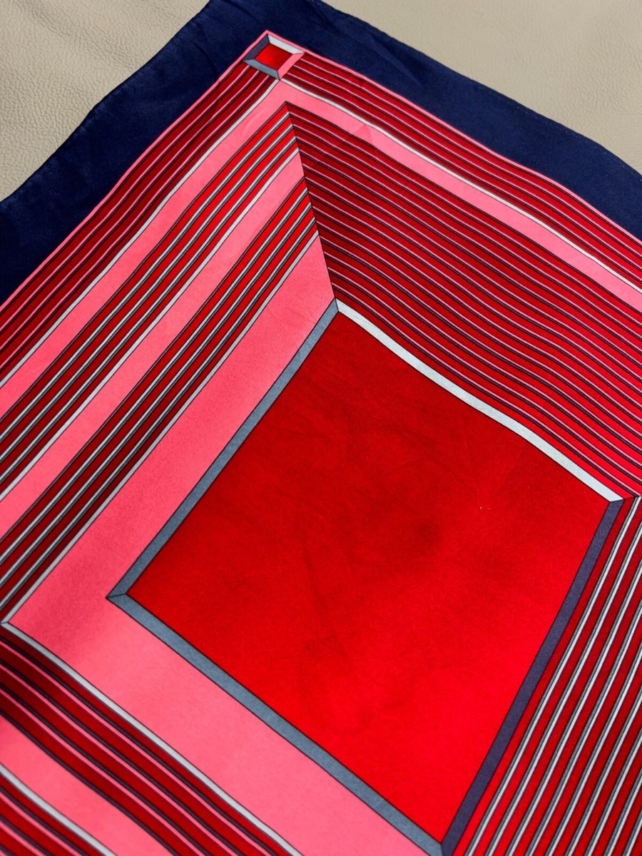 Foulard Carré Lanvin 'Gavroche' Authentique En Soie 100% - Multicolore Motif Géométrique Art - Occasion Bon état