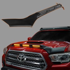 For Toyota Tacoma 2016-2023 3rd Gen Black Hood Bug Deflector Wamber Led Light For Toyota Tacoma 2016-2023 3rd Gen Black Hood Bug Deflector Wamber Led Light