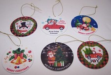 Set of 6 Holiday Christmas Wood Hanging Ornaments MULTICOLORED  NWOT