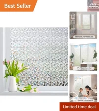 Frosted Rainbow Privacy Window Film - UV Blocking Cling for Elegant Spaces