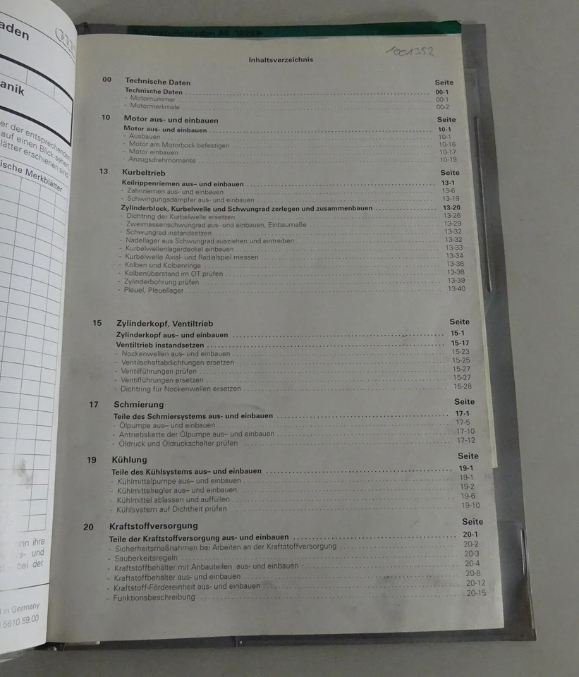 Manual de Taller Audi A6 C5 6 Cilindro 2,5 Tdi Motor Con 150 Ps Stand 09/1997 - Imagen 2 de 2