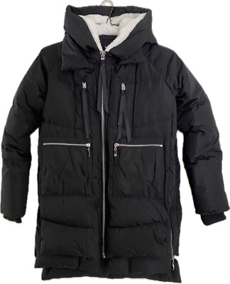 Orolay Womens Thickened Duck Down Puffer Parka Winter Coat Jacket Hood Black XS