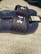 New Men's Under Armour Ansa Graphic Stars Slides Size 12 Model 3024434-403