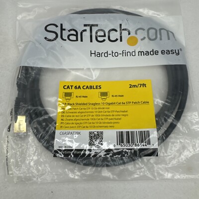 StarTech C6ASPAT7BK 7ft CAT6a Ethernet Cable - 10 Gigabit Category 6a Shielded