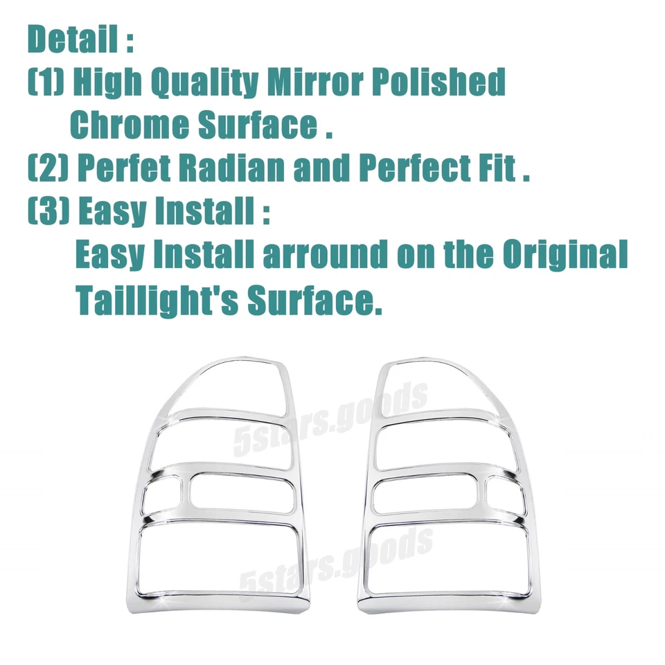 铬制后尾灯盖饰件适用于 1999 - 2004 年雪佛兰跟踪器 SUV — 第 2/4 张图片