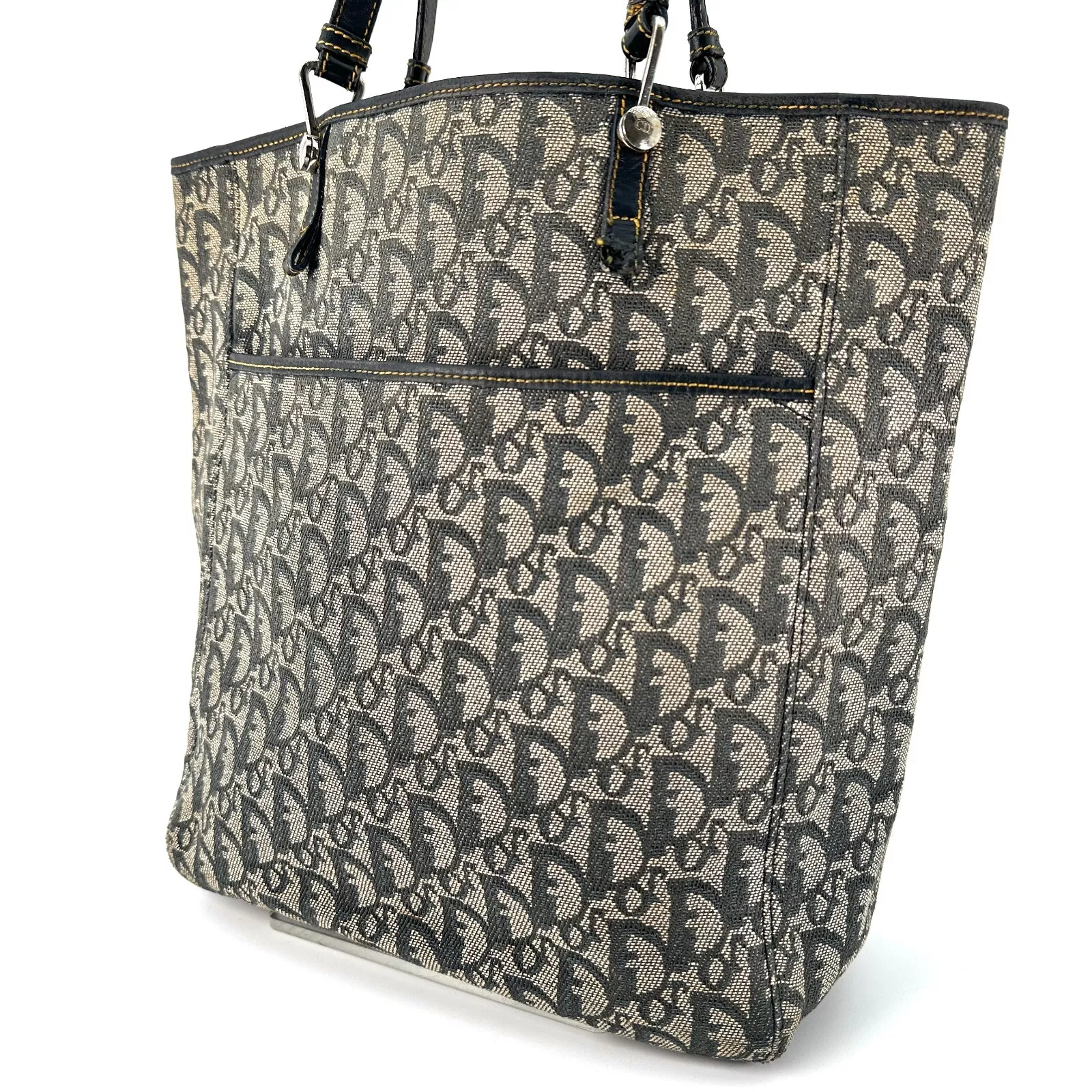 Sac fourre tout Christian Dior Trotter toile cuir bleu marine authentique