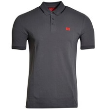 Hugo Boss Men's DERESINO232 Polo T-Shirt Short Sleeve Cotton Dark Grey