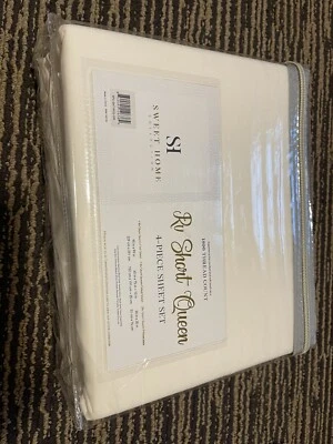 SWEET HOME COLLECTION 1800 Thread Count 4pc RV , Camper , Short Queen Sheets Set, Deep Pocket, Ivory