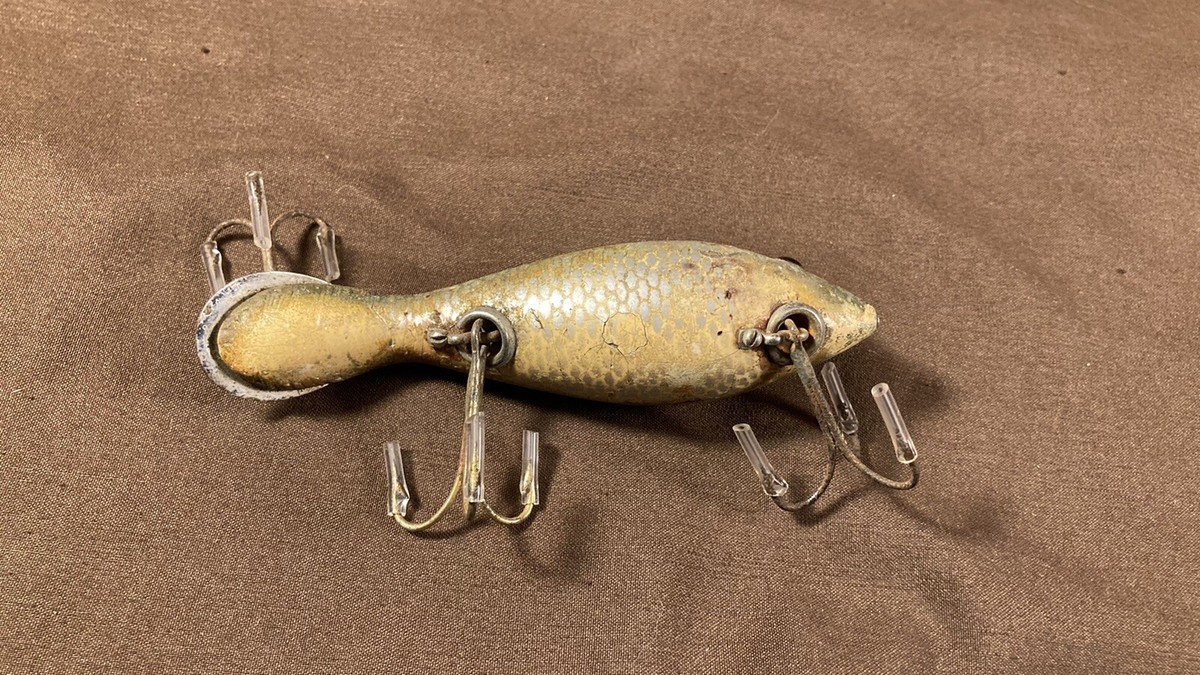 Leurre Pêche Vintage Heddon Dowagiac Tadpolly – œil Rouge, Verre, L-RIG, Bois