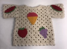 Vintage Handmade Off White Girl's Baby Sweater Estate Crochet Summertime OOAK