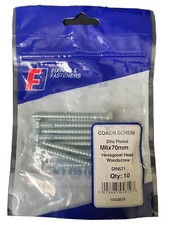 Image of ForgeFix 10CS670 Coach Screw Hexagon Head Single Thread ZP M6 x 70mm Bag 10 FORC