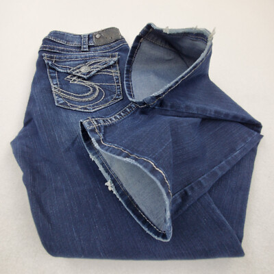 Silver Jeans Women Size 30 SUKI Flap Back Pockets SURPLUS Bootcut Blue Zip  Fly