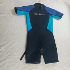 GoldFin Childrens Shorty Wetsuits Back Zip Short Sleeve SZ:8 Black/Blue