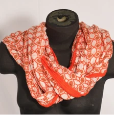 Honeycomb orange brown white sheer scarf