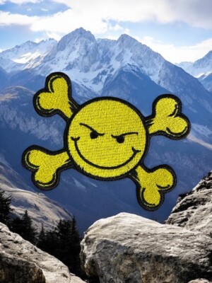Smily Face Crossbones Embroidery Patch