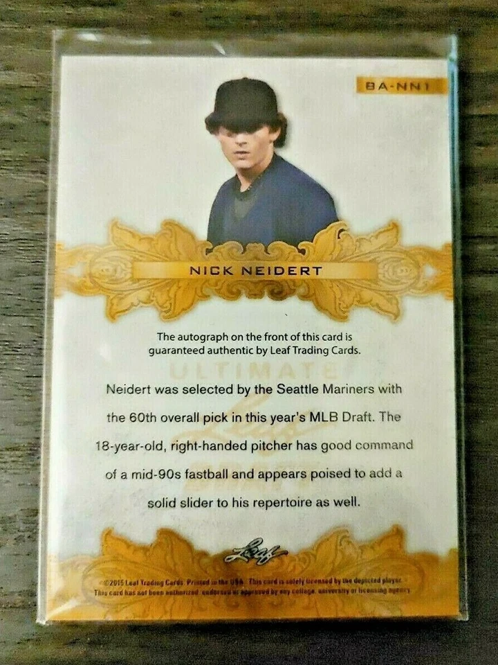 2015 Leaf Ultimate Draft Seattle Mariners Nick Neidert autograph - Image 2 of 2