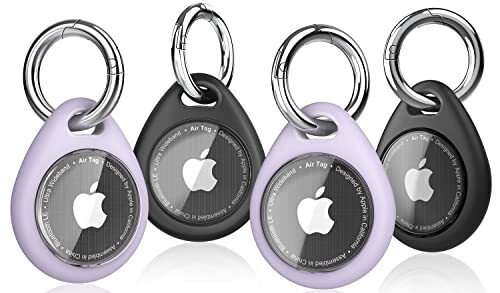 Biuupa 4 Pezzi Portachiavi AirTag - Porta Airtag per Apple, GPS, Chiavi (F1m)